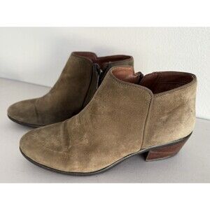 Sam Edelman Petty Ankle Boots Women Size7.5 M Olive Suede Side Zip Booties